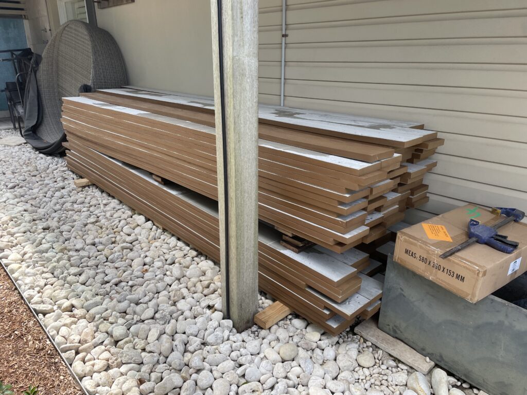 Millboard decking staged on site during an Eastern Suburbs deck build by The Decksmith
