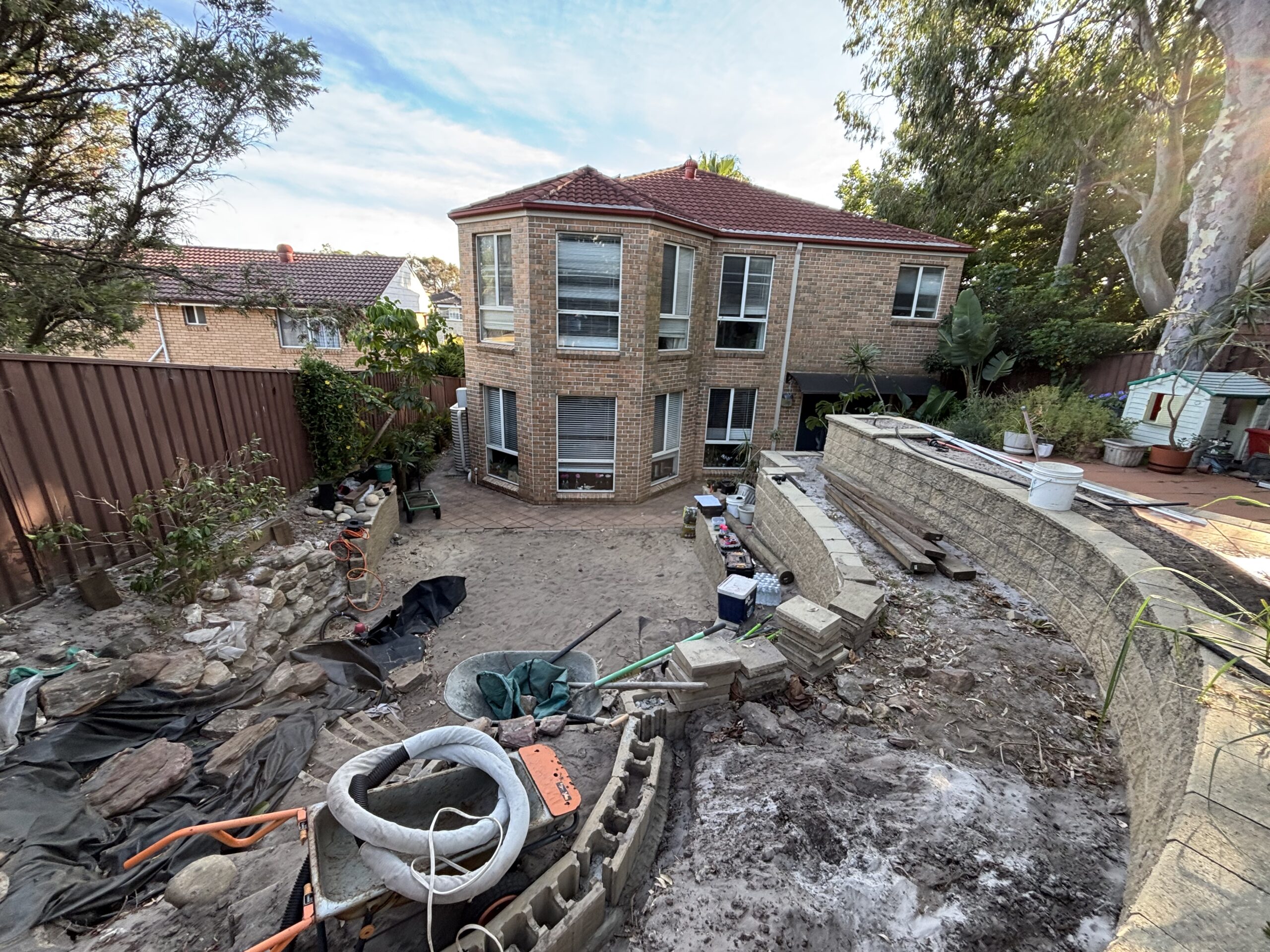 NI Chifley Clickdeck EzGlaze and WoodEvo Before — Clickdeck aluminium garden deck in Chifley