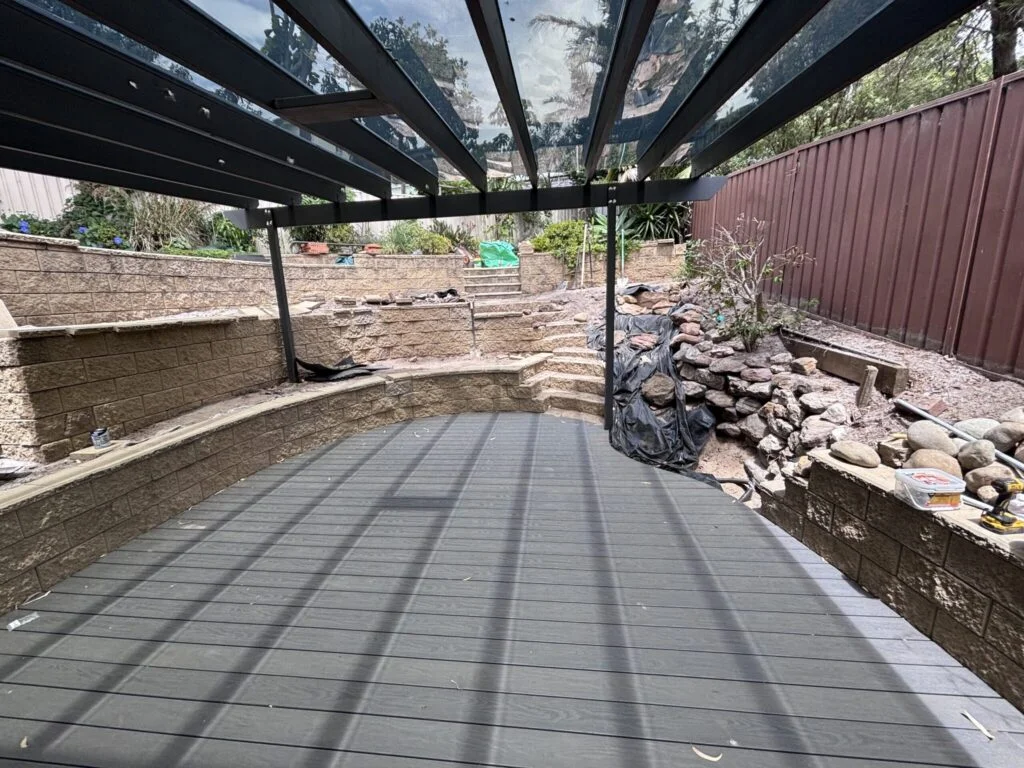 Finished reverse EzGlaze pergola, Chifley