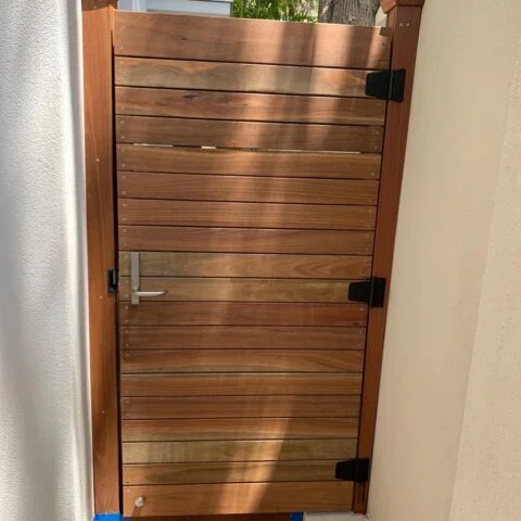 Spotted Gum single security gate with stainless cables