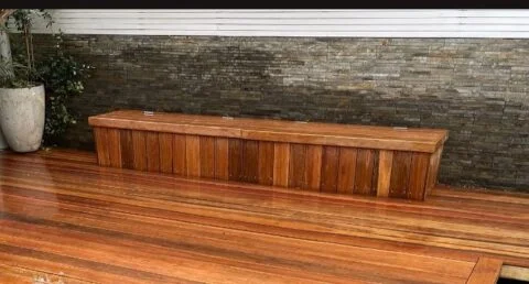 Spotted Gum deck with built-in storage bench seat