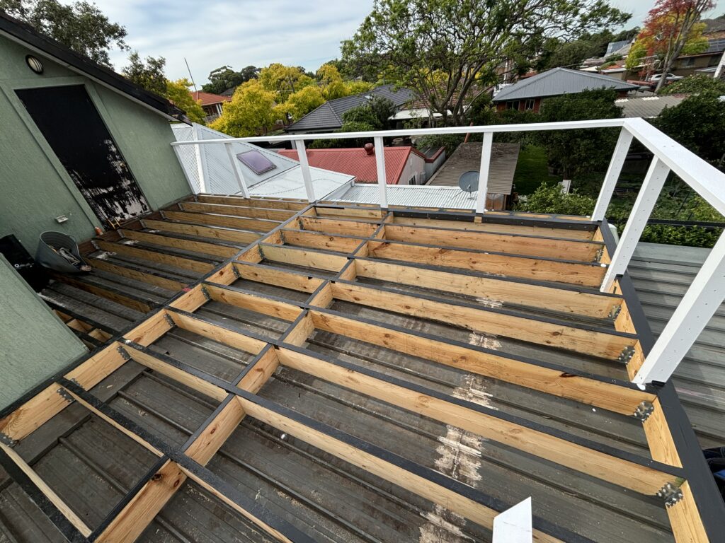 Completed sub-structure ready for Trex decking install, Mascot