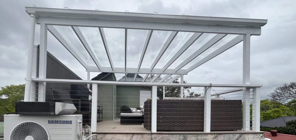 Completed Trex rooftop and EzGlaze pergola, Mascot