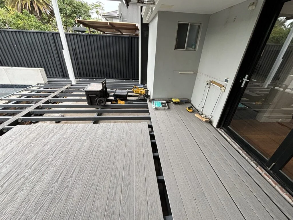 Let the decking commence — WoodEv Advanced Antique Silver in Kingsford