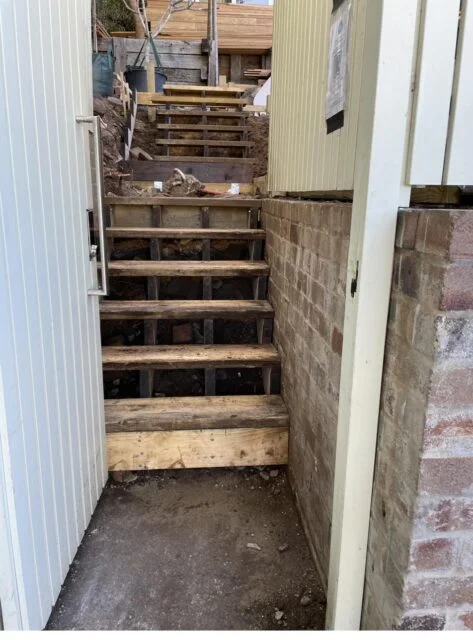 Tight custom stair framing, Bronte deck build — The Decksmith