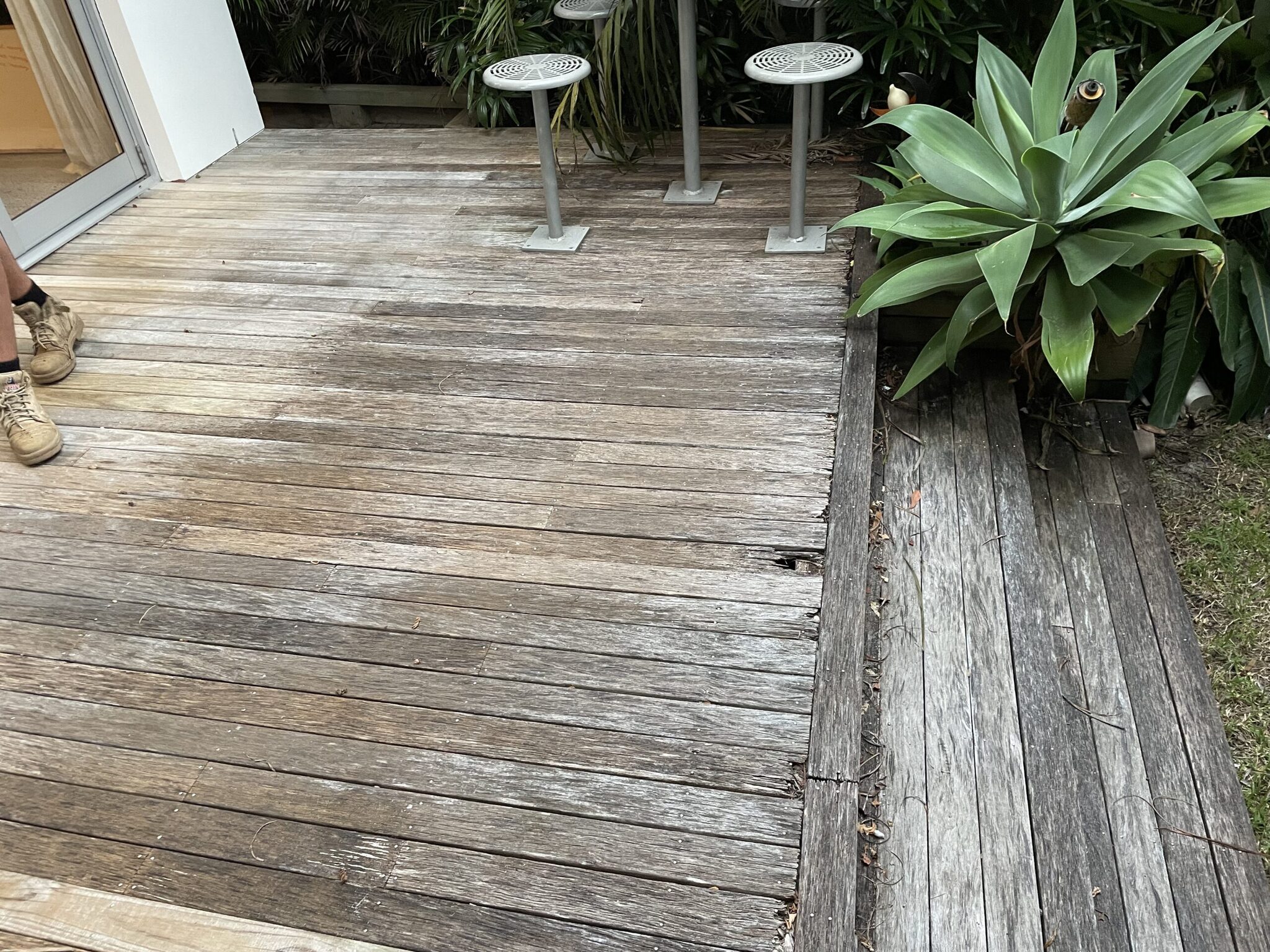 The old deck showing the rot before demolition in Bondi Junction