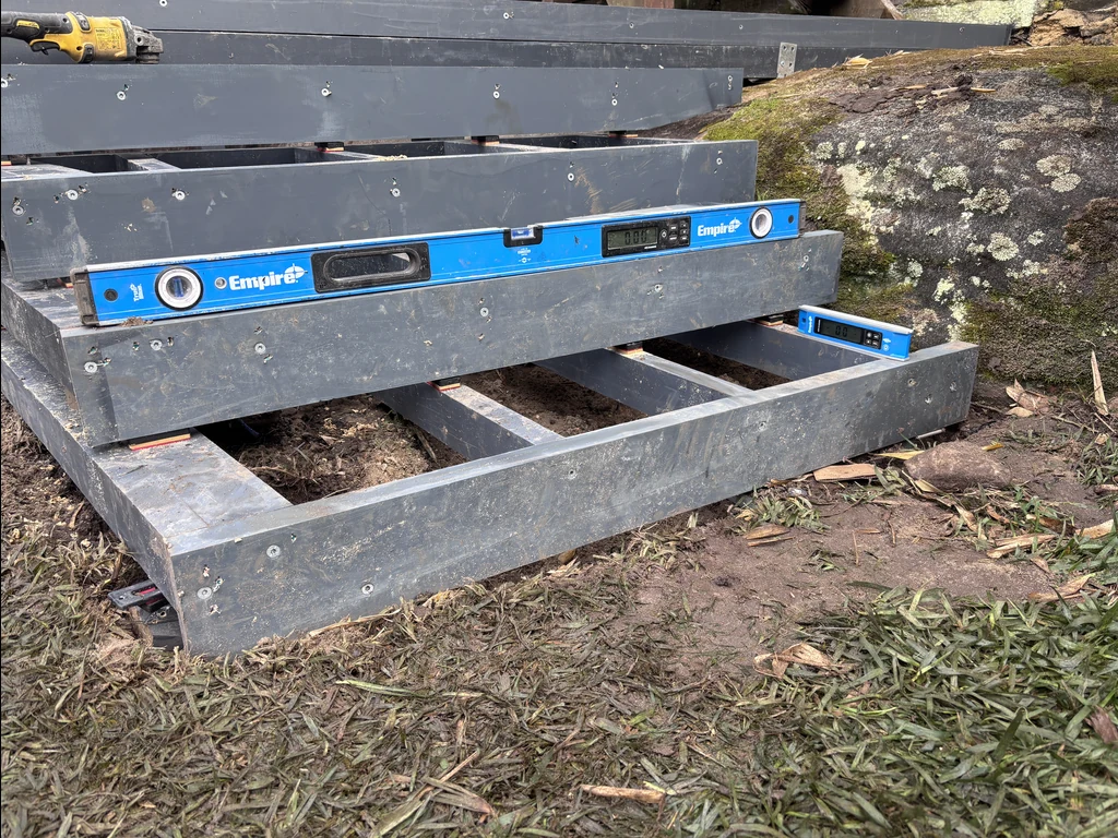 Deck frame levels checked to 0.00 degrees before decking, Vaucluse