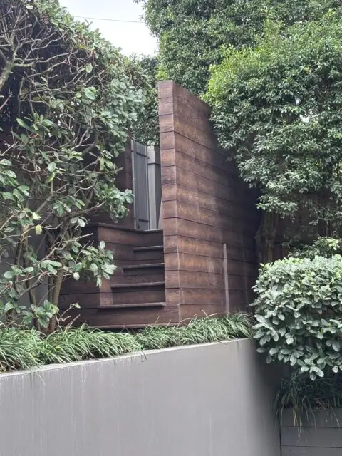 Rebuilt bin enclosure, front of house, Millboard Antique Oak, Vaucluse