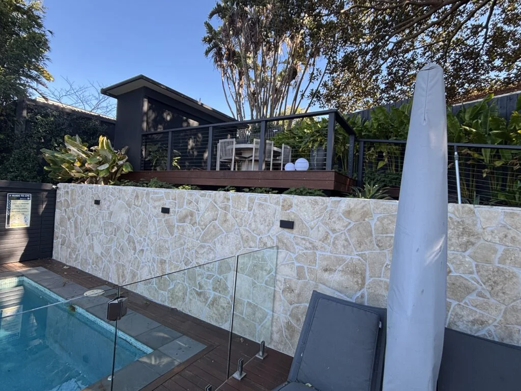 Coogee outdoor kitchen with the blind closed