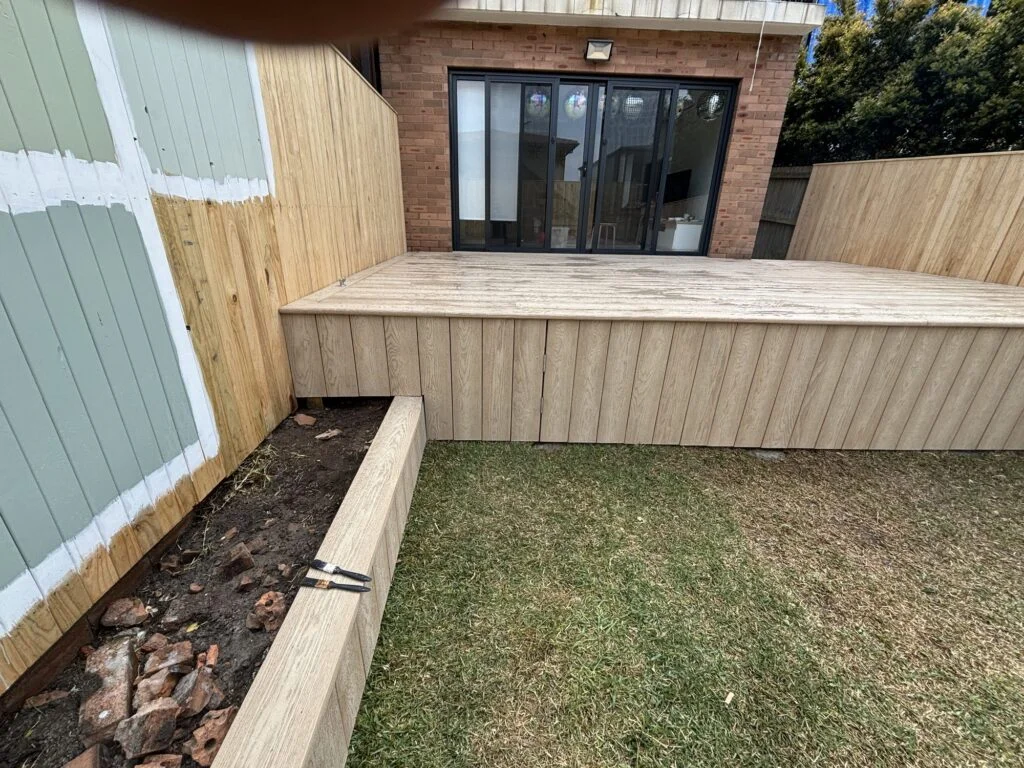 Under deck storage hatch closed, flush with the clad fascia, Dover Heights
