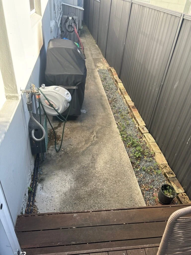 Narrow side passage before decking in Kingsford