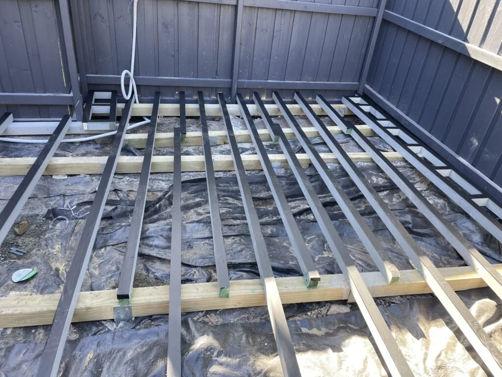 Additional Lowdeck framing built under the spa position on a Matraville low deck