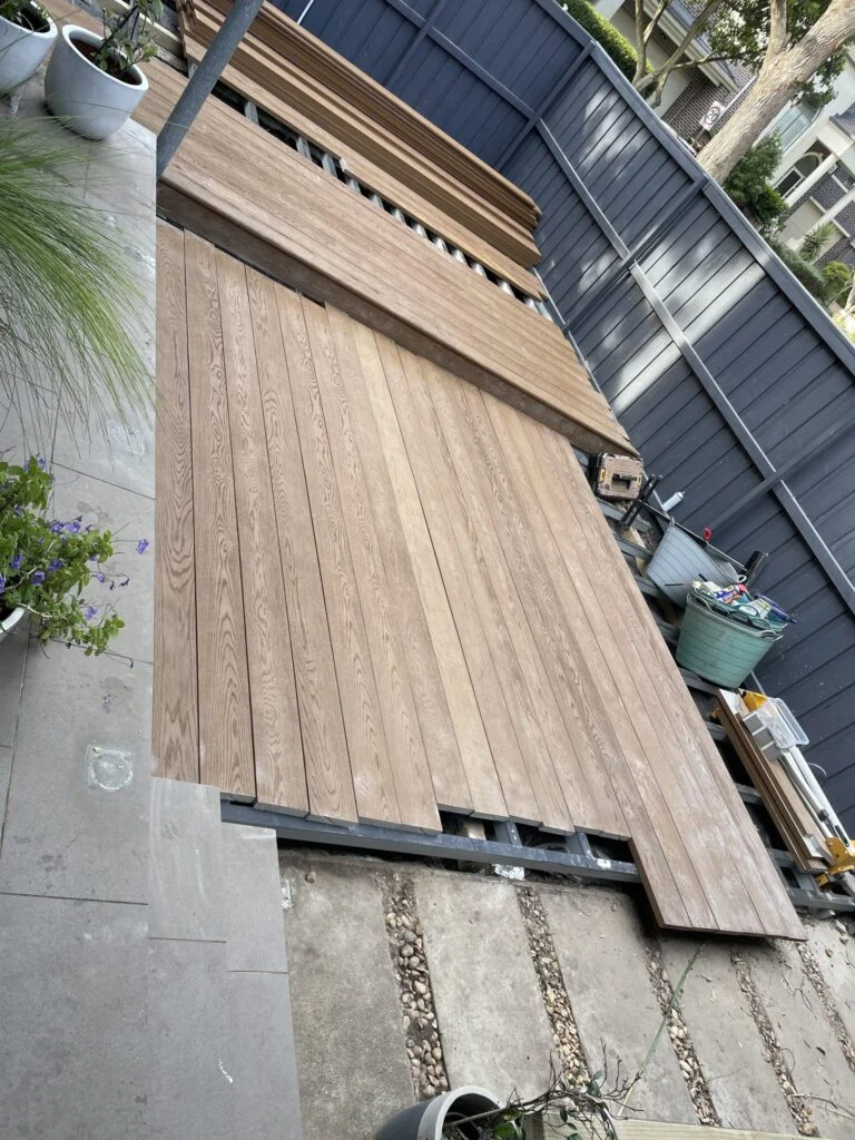 First level of Millboard decking laid over Lowdeck framing in Matraville
