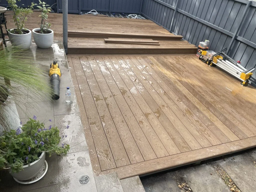 Split-level Millboard deck in Matraville part way through board installation
