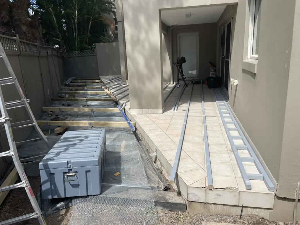 LowDeck framing over existing tiles and garden, Rose Bay
