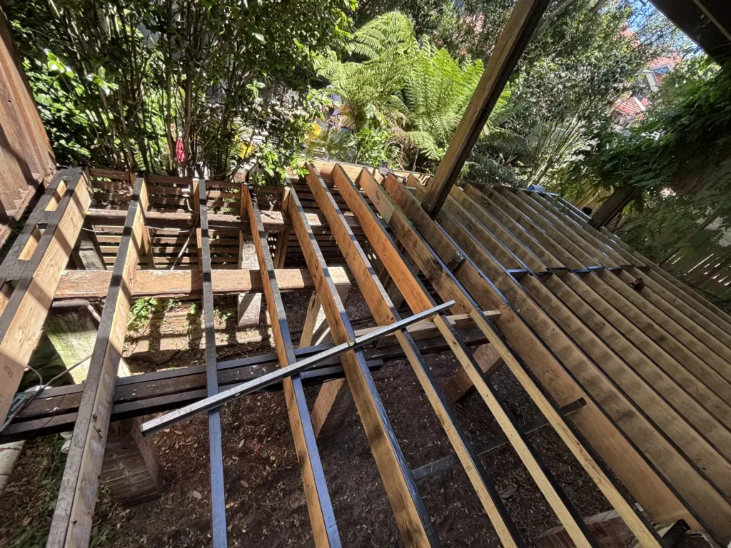Replaced treated pine joists and added framing for picture frame and breaker boards, Waverley