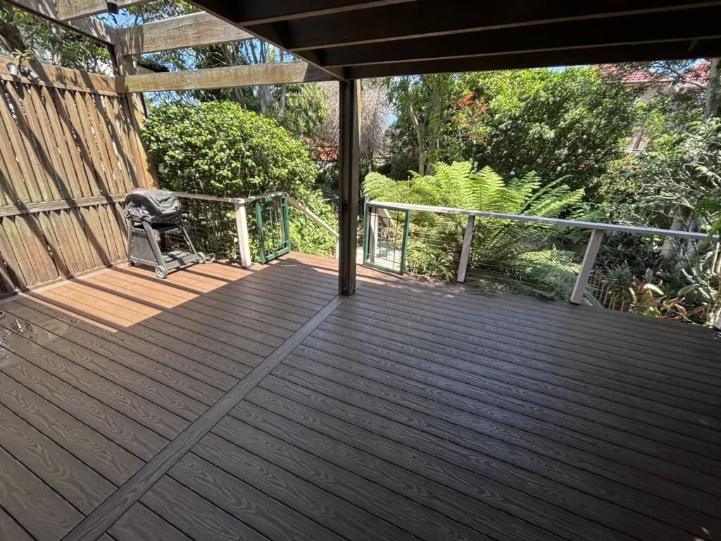Cable balustrade and gate to the completed deck, Waverley